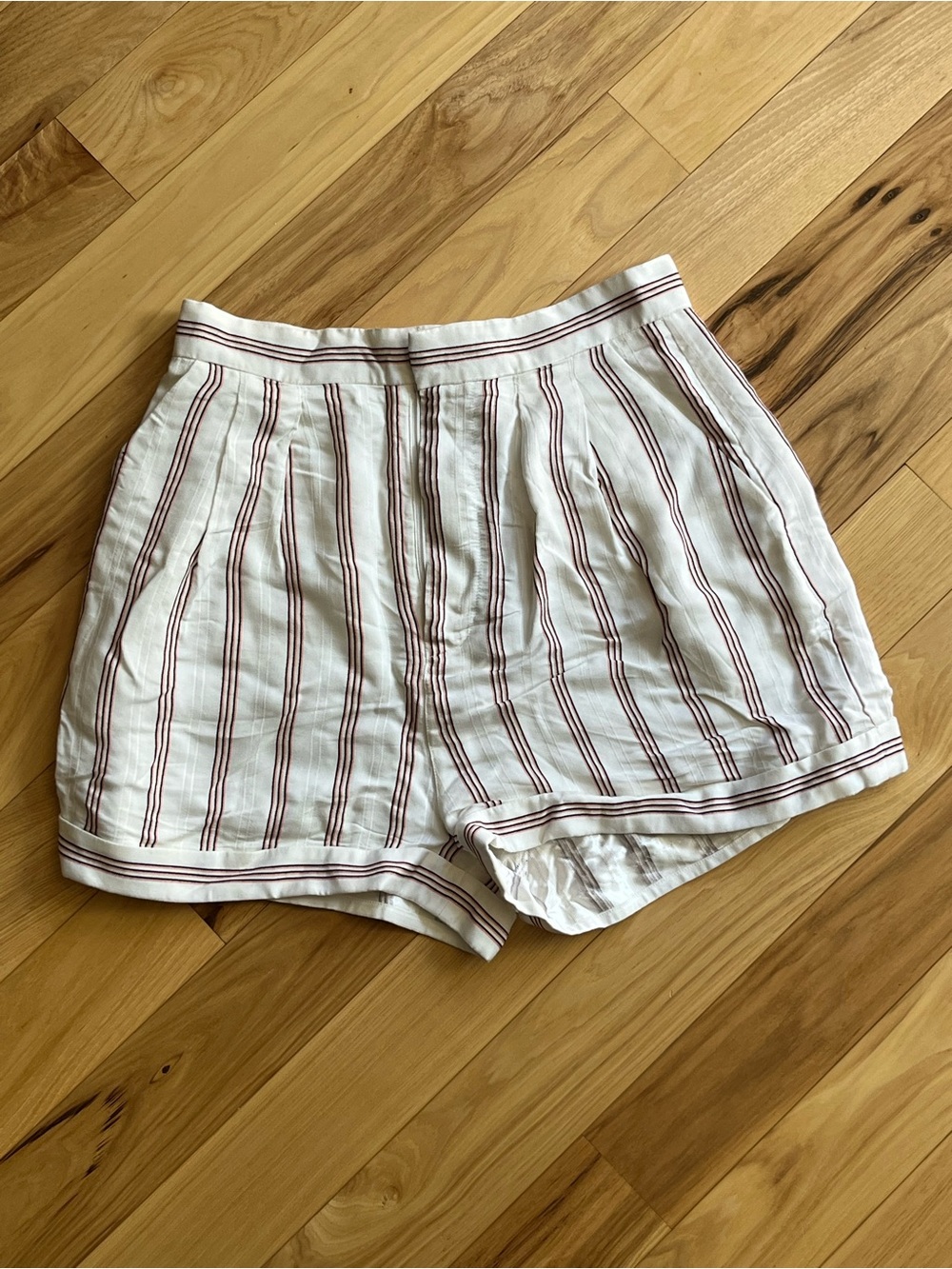 NWT Joie Carvel High Rise Striped Cuffed Shorts Porcelain Size 8